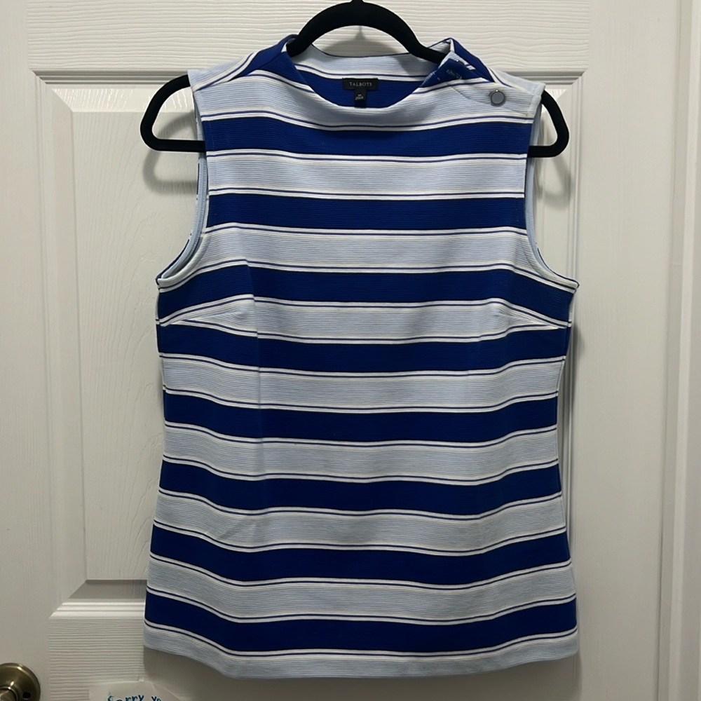 Blue stripped Talbots shirt, size medium, never worn.